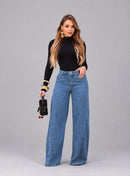 Calça Jeans Pantalona Wide Leg Feminina