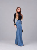 Calça Jeans Pantalona Wide Leg Feminina