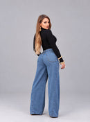 Calça Jeans Pantalona Wide Leg Feminina