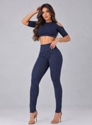 Calça Modeladora com Listras Empina Bumbum