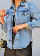 Jaqueta Jeans Feminina Casaco Manga Longa