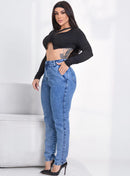 Calça Feminina Jeans Mom Premium Cintura Alta