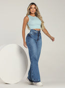 Calça Feminina Wide Leg Jeans Cintura Alta