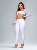 Calça Jeans Feminina Elastano com Bolso Social