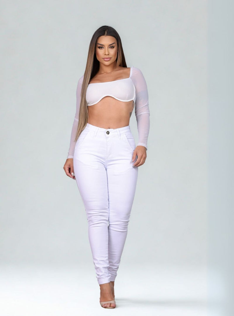 Calça Jeans Feminina Elastano com Bolso Social