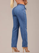 Calça Feminina Jeans Leve Mom Cintura Alta