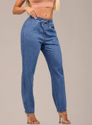 Calça Feminina Jeans Leve Mom Cintura Alta