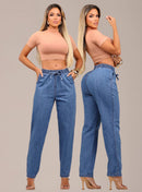 Calça Feminina Jeans Leve Mom Cintura Alta