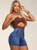 Short Feminino Com Brilho Strass Elastano