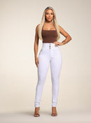 Calça Jeans Modeladora Feminina Cintura Alta Branca