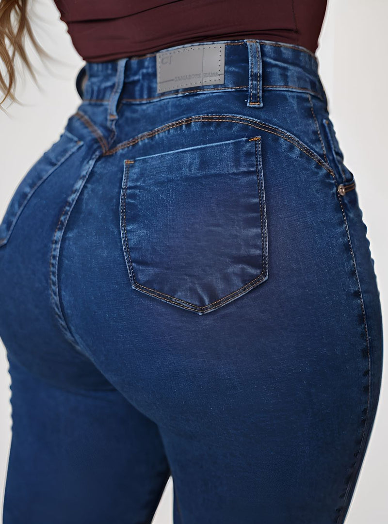 Calça Jeans Clara Com Elastano Cintura Alta