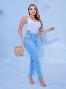 Calça Jeans Feminina Levanta Bumbum Cintura Alta Clara