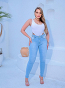 Calça Jeans Feminina Levanta Bumbum Cintura Alta Clara
