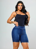 Bermuda Fit Feminina Meia Coxa Jeans Com Lycra