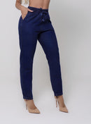Calça Feminina Jeans Escuro Leve Mom Cintura Alta