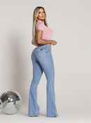 Calça Jeans Flare Feminina Cintura Alta Clara