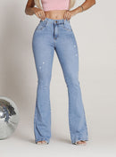 Calça Jeans Flare Feminina Cintura Alta Clara