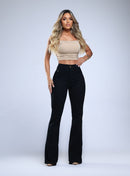 Calça Jeans Flare Feminina Cintura Alta Preta