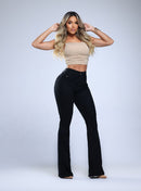 Calça Jeans Flare Feminina Cintura Alta Preta