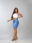 Bermuda Ciclista Feminina Jeans Claro Modeladora