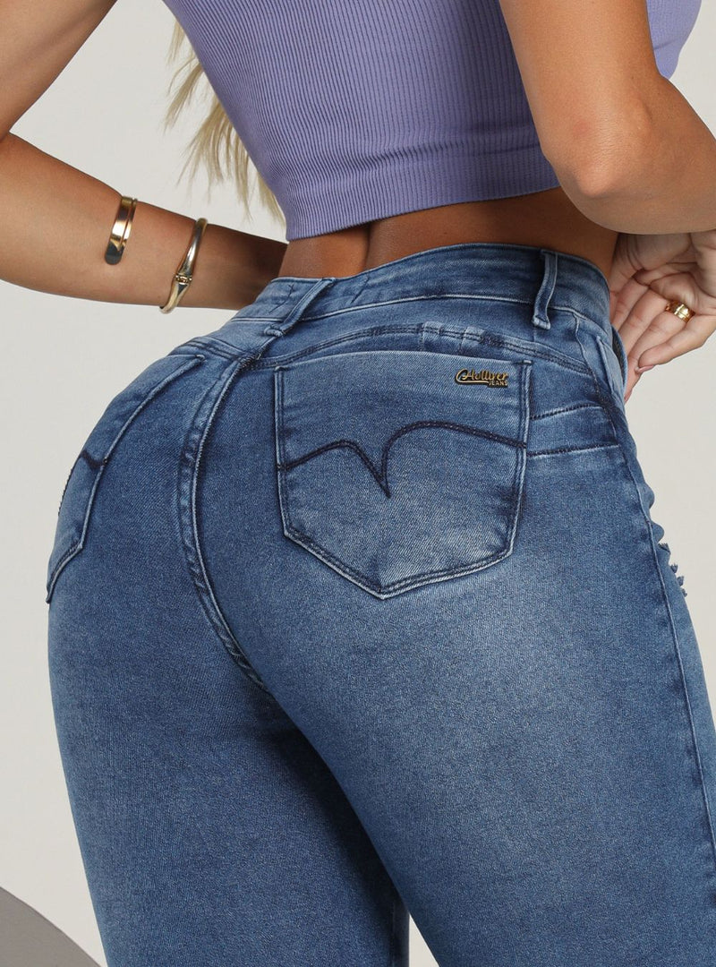 Calça Jeans Feminina Skinny Cintura Alta Empina Bumbum