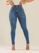 Calça Jeans Modeladora Feminina Cintura Alta Azulada
