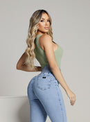 Calça Jeans Modeladora Feminina Cintura Alta Escura