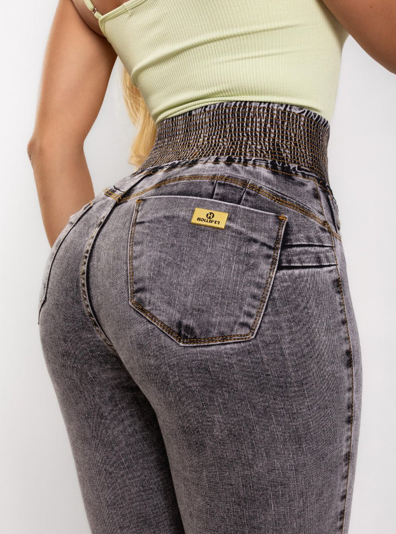 Calça Jeans Modeladora Feminina Cintura Alta Marmorizada