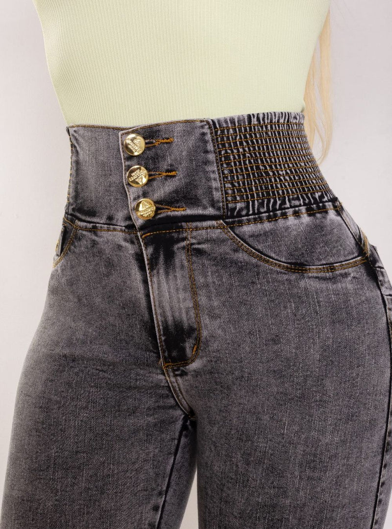Calça Jeans Modeladora Feminina Cintura Alta Marmorizada