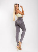Calça Jeans Modeladora Feminina Cintura Alta Marmorizada