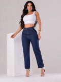 Calça Jeans Premium Feminina Mom Cintura Alta Marmorizada