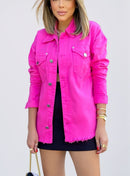 Jaqueta Jeans Feminina Rosa Pink