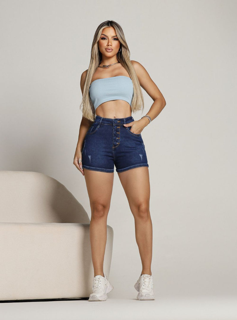 Short Jeans Feminino com Botões