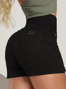 Short Saia Jeans Feminino Modelador Preto